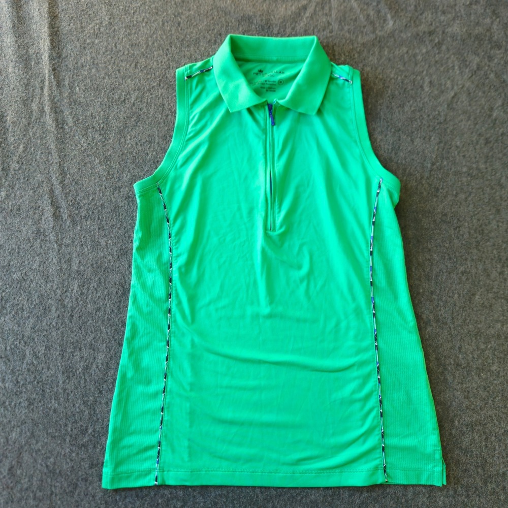 Peter Millar Chrissie Sleeveless Golf Polo Quarter Zip UPF 50+ Sz M Country Club